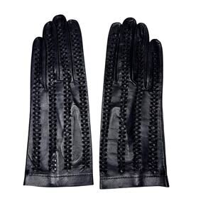 Never Worn Vintage Soft Black Leather Driving Gloves w/ Cutout Details